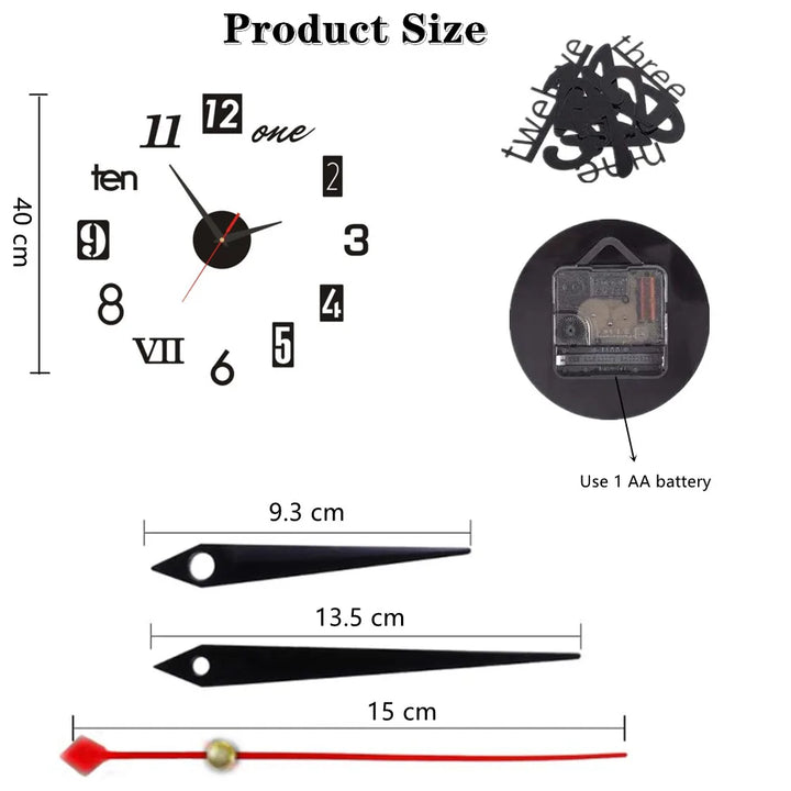 Frameless Wall Clock - Roman Numeral-NexHomeDecor