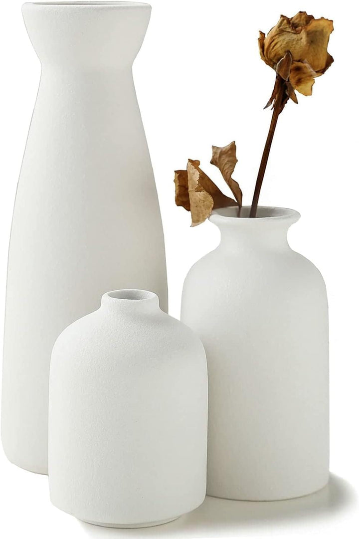Elegant Trio: Modern White Ceramic Vase-NexHomeDecor